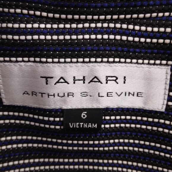 Tahari | NWT Textured Stripe Single Button Blazer Jacket Blue Black | Size 6 - Picture 6 of 9